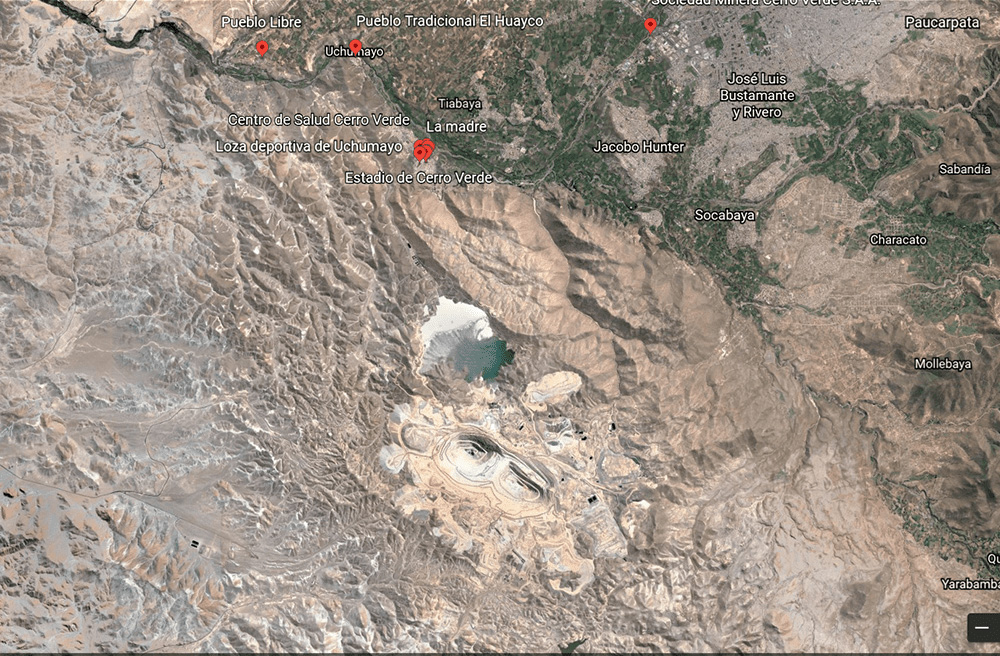 Vista satelital del asiento minero